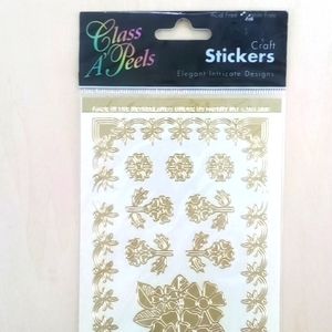 2/$15 VTG Deco Flower Border Gold Foil Scrapbook Stickers Acid Free 045588250010